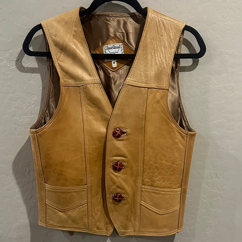 The vintage Steer Brand 100% leather vest